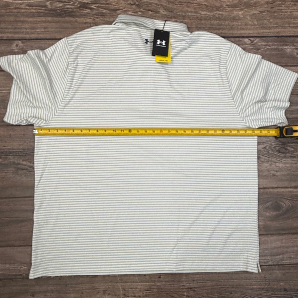 Under Armour Mens Size 4XL Polo Shirt Tan White Playoff 3.0 Stripe UPF 40 New - Picture 5 of 7